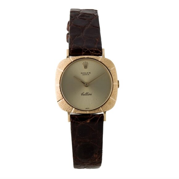 Cellini Rolex 18k Yellow Brown Crocodile Strap Watch - Picture 1 of 4